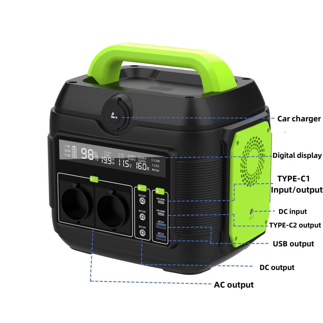 Outdoor Emergency 600W Rechargeable Portable Power Station Lifepot4 Outdoor UPS Battery.