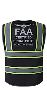 jk100 FAA 9_pockets hi-vis reflective safety vest for licensed drone pilot male and female