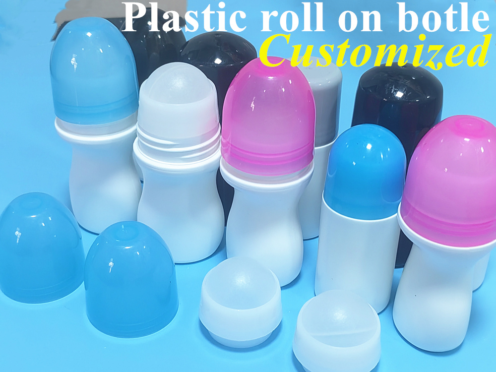 Free Sample 30ml 50ml 60ml Cosmetic PE Plastic Deodorant Bottle Cosmetic Container Plastic Roll-on Bottles for Personal Care