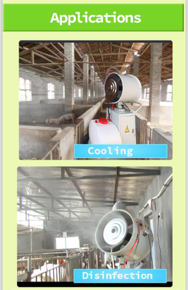 Battery operated 60L Water Tank centrifugal mist fan, industrial humidifier,indoor misting fan for poultry farm
