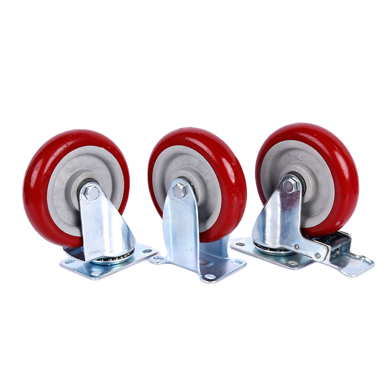 3inch 4inch 5inch Red PVC Industry Medium Duty Caster Wheels