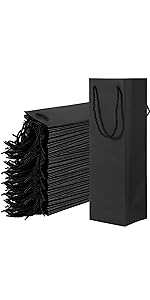 Wine Bags Kraft Paper Bags Bluk black Gift Shopping Bags Party Bags Recyclable Retails Wrapping