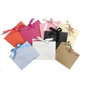 China Rope Handle Ribbon Tie Printed Paper Shopping Bag For Boutique Shop on sale 