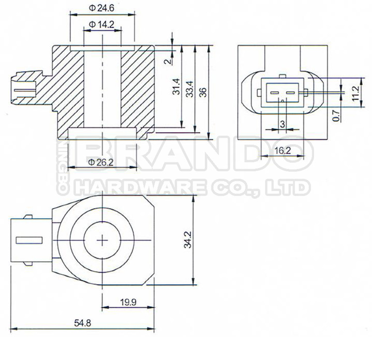 Dimension of BB14033034 Solenoid Valve Coil :