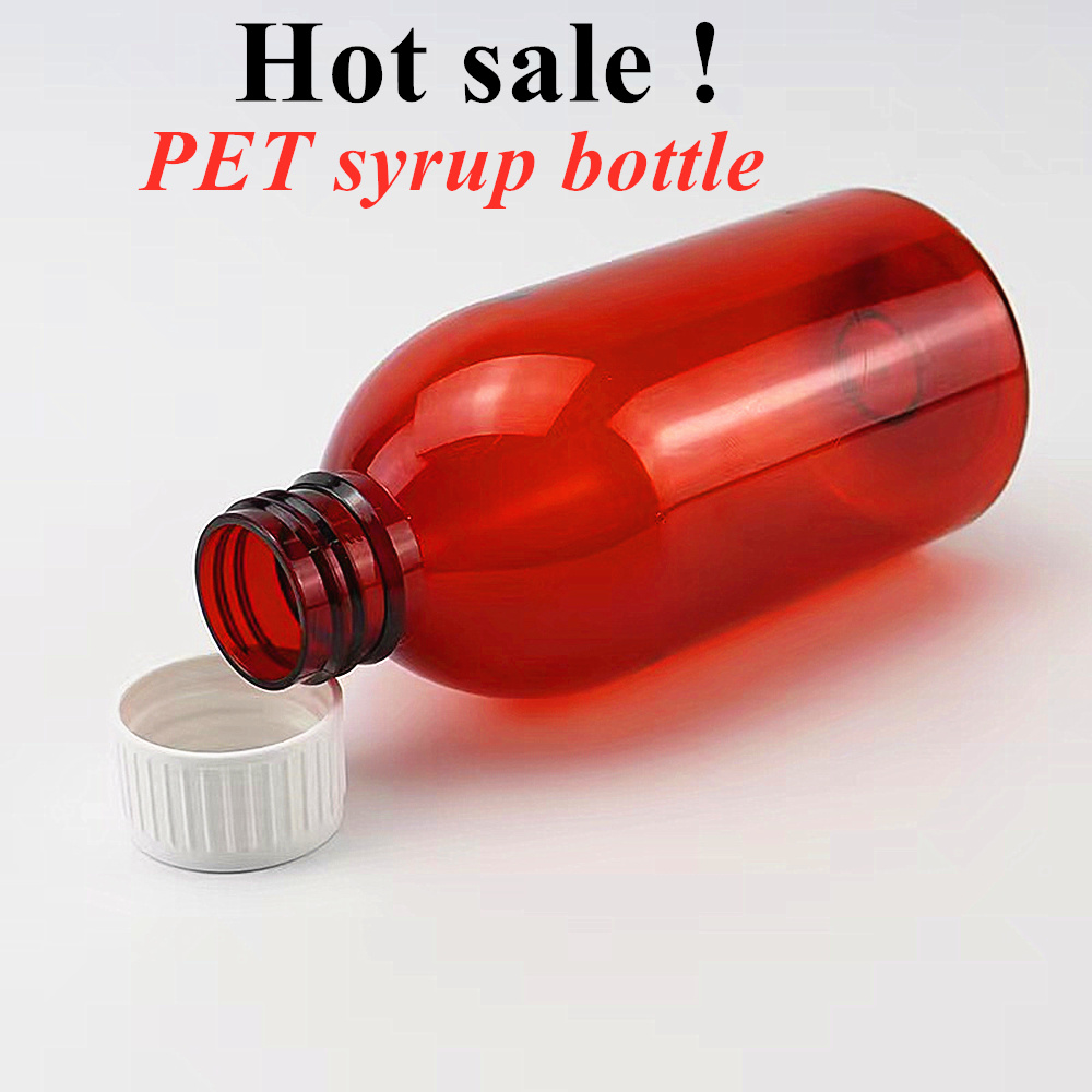 Wholesale Cheap 100ml 250ml 500ml Liquid Medicine Amber Pet Plastic Cough Syrup Bottles