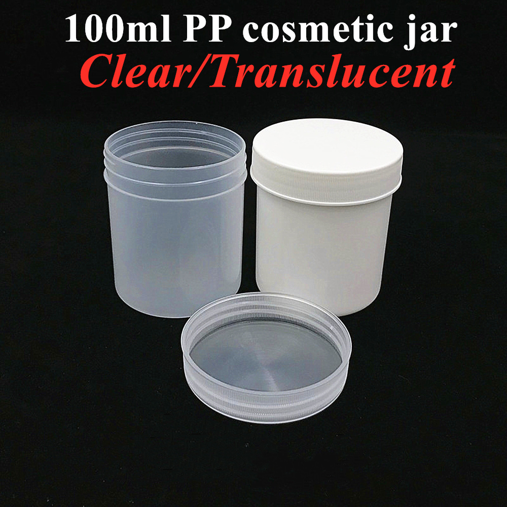 Luxury PP Plastic Cosmetic Jar 150ml 250ml 500ml 4oz Cosmetic Jar White Translucent Black Blue PP Plastic Cream Jar with Plastic Screw Cap