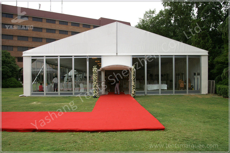 Out side 4M Width French Style High Peak Frame Tent Transparent PVC Windows