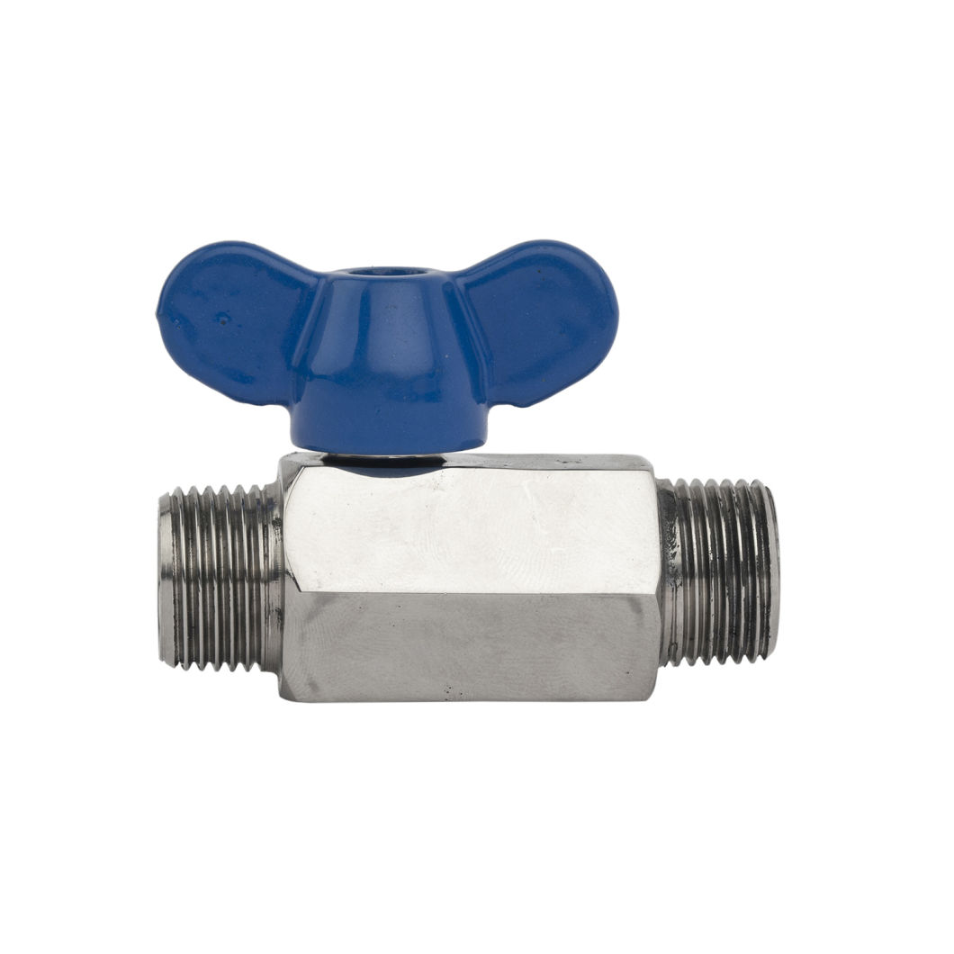 Stainless Mini Ball Valve NPT Male X Male Thread with Butterfly Handle