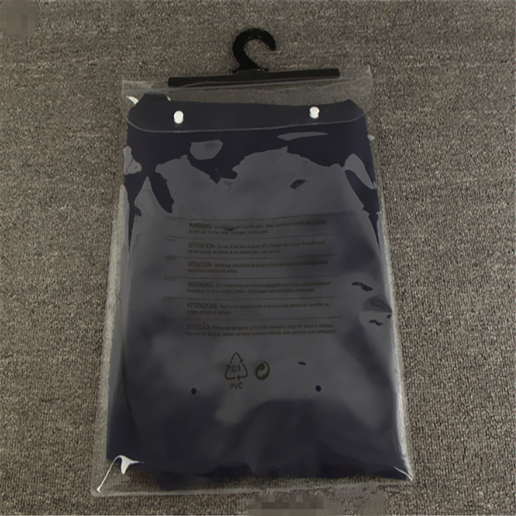 Custom logo printing EVA garment underwear clothes packaging Transparent button pvc soft plastic hanger hook bag