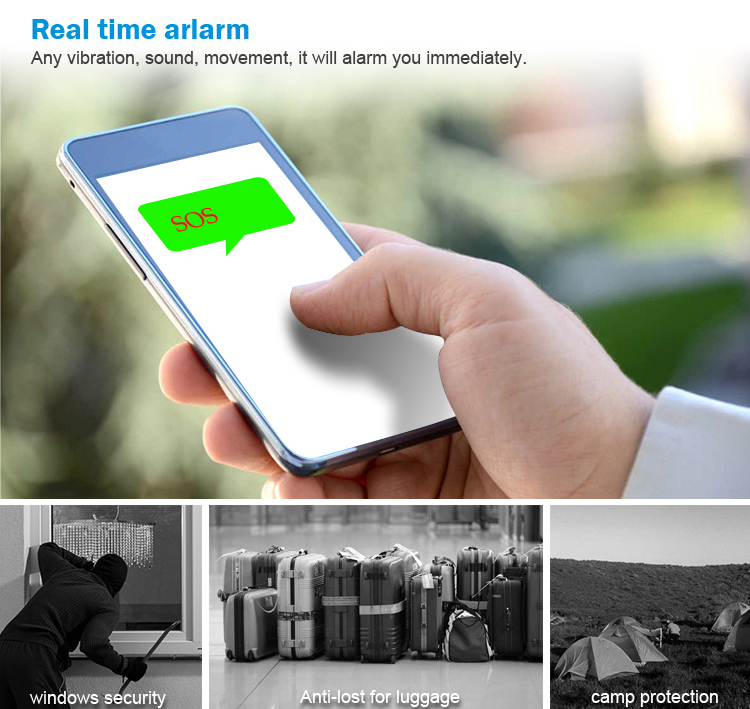 Long standby time gps anti-lost device tracker with 4500mah power bank and door burglar alarm rf-v20
