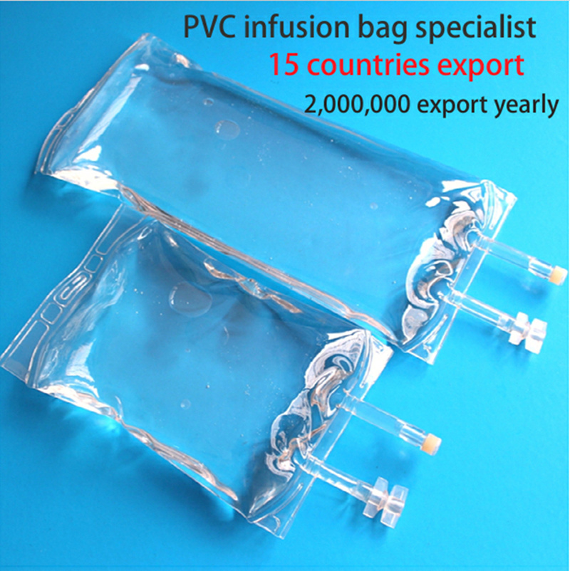 Good Price Medical PVC Empty IV Infusion Bag Single Port Double Ports with Stopper