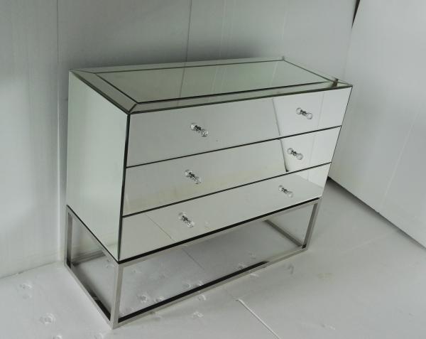 Stainless Steel Base Mirrored Cabinet Chest Antique Mirror Table