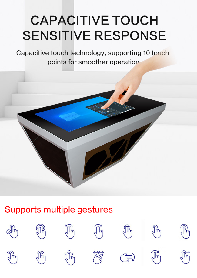 Multitouch Android / Windows Waterproof Game Restaurant Coffee Table Interactive Touch Screen Dining Table