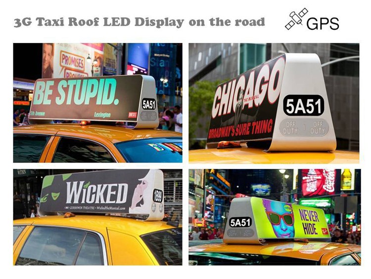 3G WIFI wireless P5 programmable led advertising wireless taxi led top light display