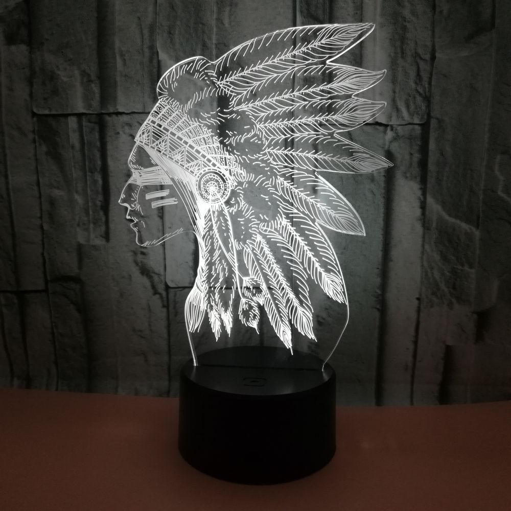 Africa Chieftain 3D night Lights Colorful Touch LED Vision Gifts Decorative Characters table lamp