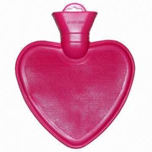 China Hot Water Bottle in Heart Shape, with Cover and Natural Rubber, BS/Reach/EN 71 Certified, Azo Tested on sale 