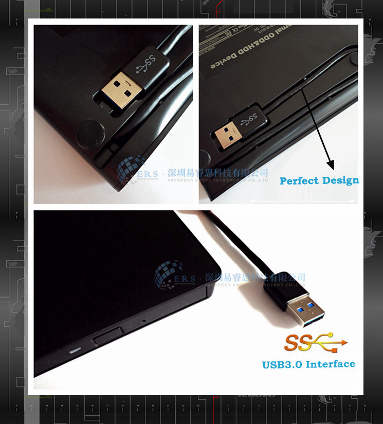 Wholesale USB 3.0 Tray loading Super Slim Portable External DVDRW /CD-RW Burner Drive
