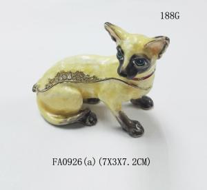 China dog alloy jewelry box decorative metal keepsake box fashion trinket box home decorative on sale 