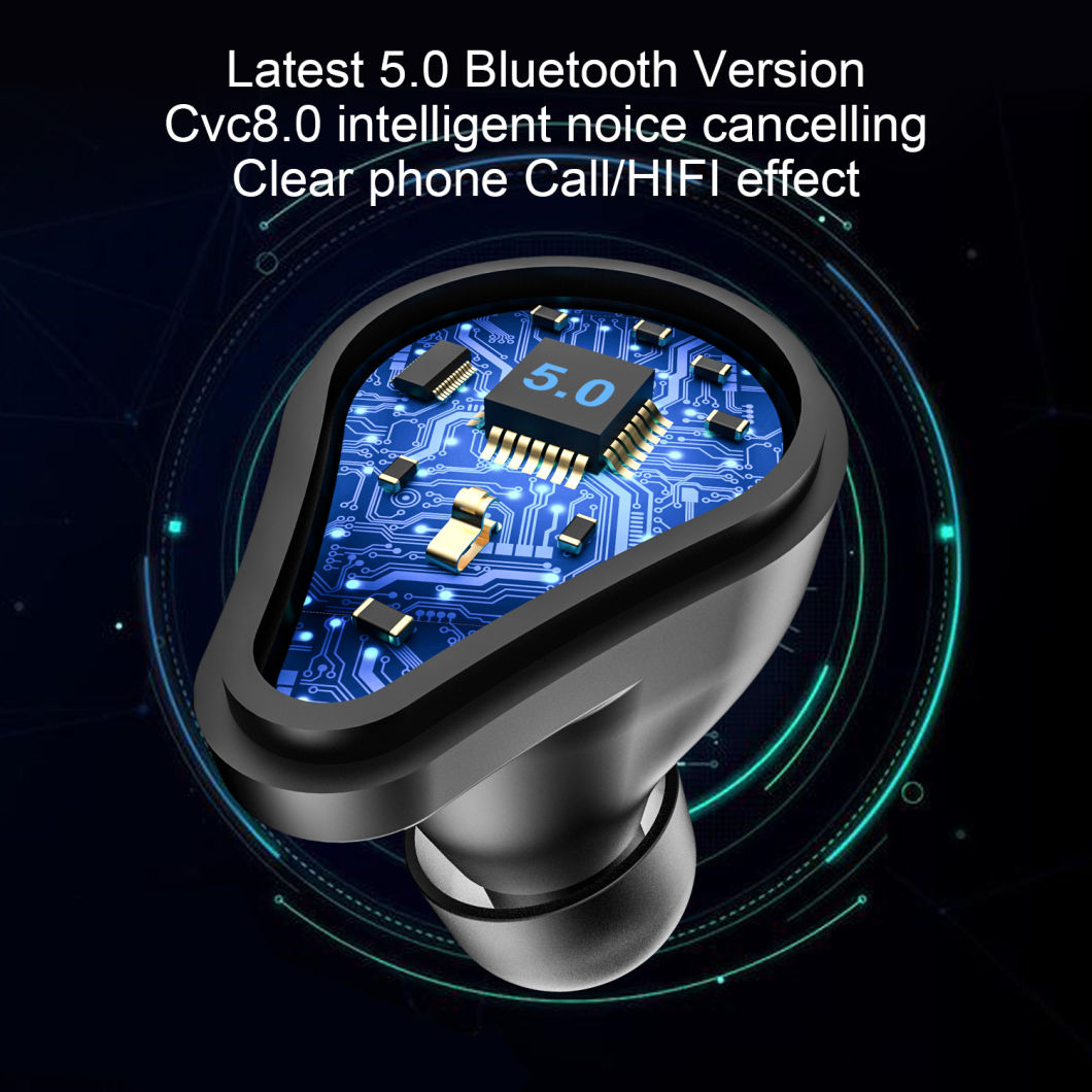 Tws 5.0 Ipx7 Waterproof Bluetooth Earphones 9d Stereo HiFi Wireless Headphone (With 7000mAh Power Bank box, Microphone Touch Key)