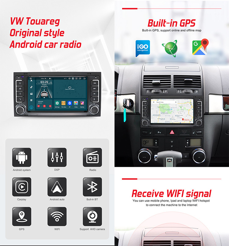Volkswagen Touareg Android 7inch IPS Car Player 2din Car Radio Car Stereo Support 4G DSP