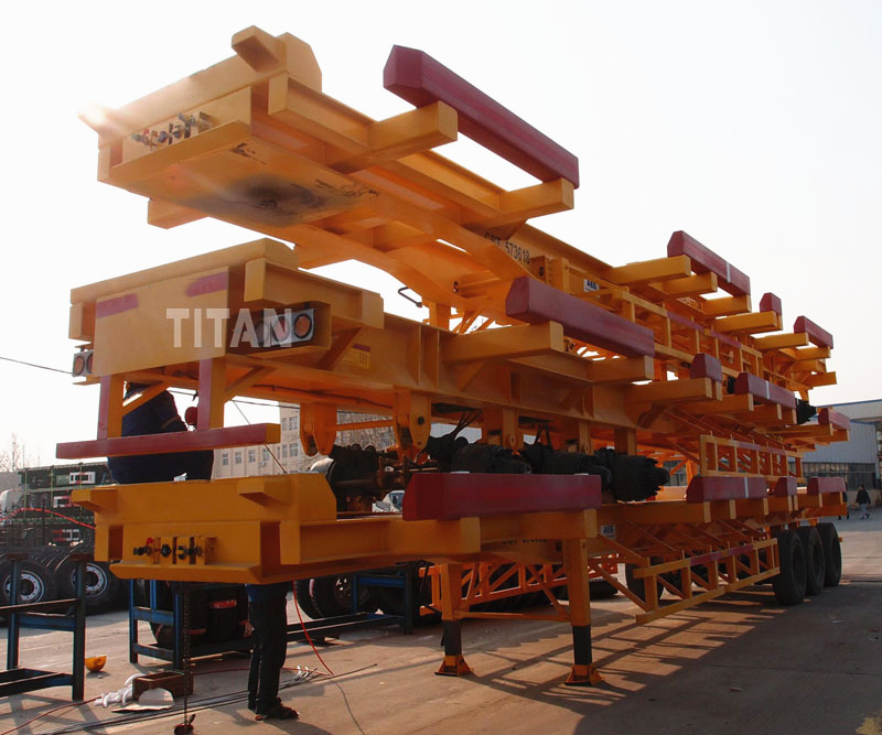 2 Axles 50 Tons Yard Terminal Container Chassis Trailer for Sale