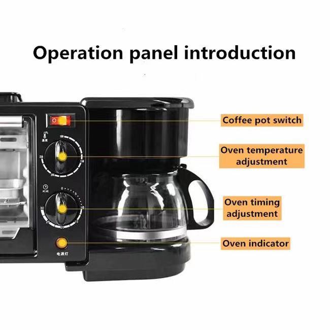 3-in-1 Breakfast Appliance with Oven and Coffee Espresso Maker