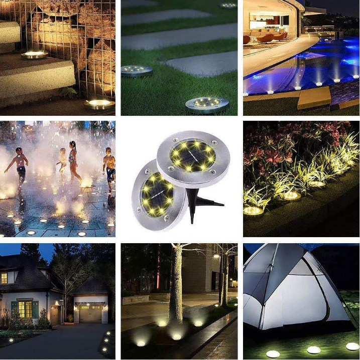 8 LED Outdoor Solar Power LED Lawn Light For Gardens Polycrystalline Silicon
