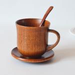 Japanese Solid Wooden Tea Cup Set Jujube Handcrafted With Handle