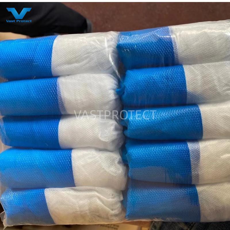 PP+CPE Anti-Slip Blue&White Wholesale Disposable Protection Shoe Cover