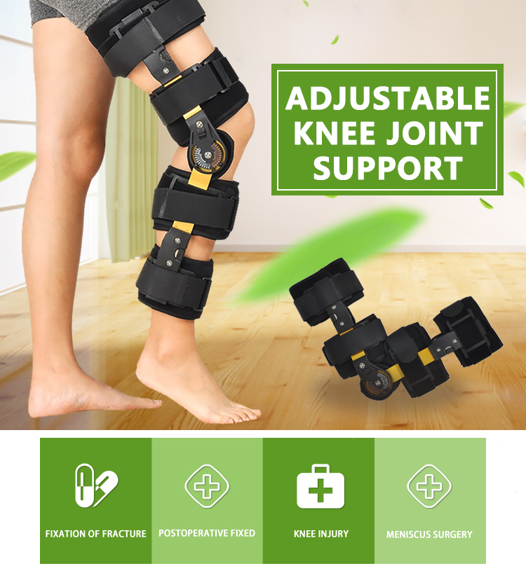 Hot selling good design black adjustable knee orthopedic brace