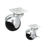 2 Inch Black PP Material Ball Casters With Swivel Plate For Furniture Wholesales