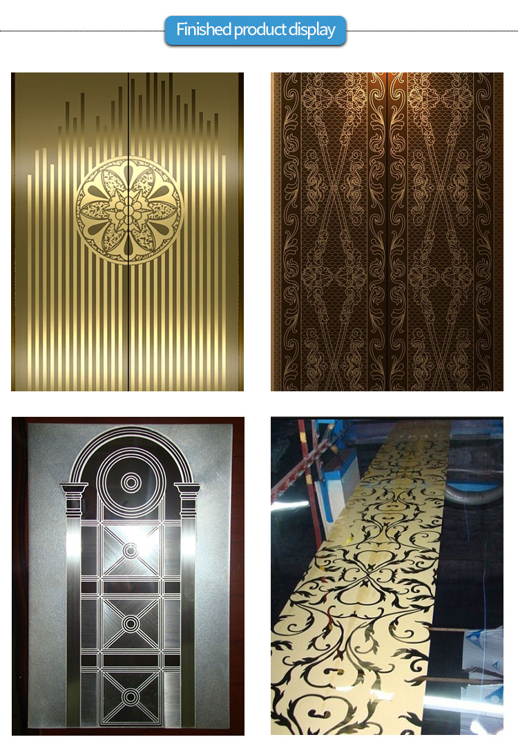 SUCEL Custom Decorative Color Etching Mirror Patterns Metal Stainless Steel Sheet For Elevator Cabins Door