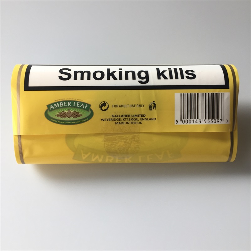Yellow G&V Loose Tobacco Packaging Ziplock Bag Clear Sleeve Opp Bag