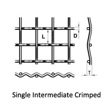 1 Mesh Single Intermediate Crimped Wire Mesh, 1.6-4.8mm Wire, SS, Au, Al