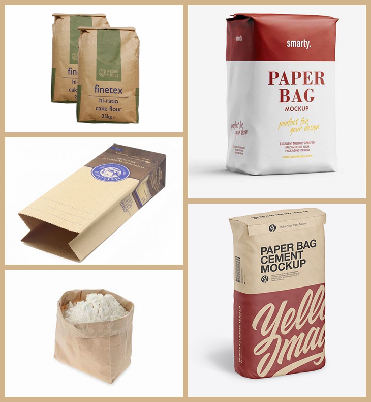 25kg - 50kg Cement Packaging Kraft Paper Brown White Extensible Bags Paper