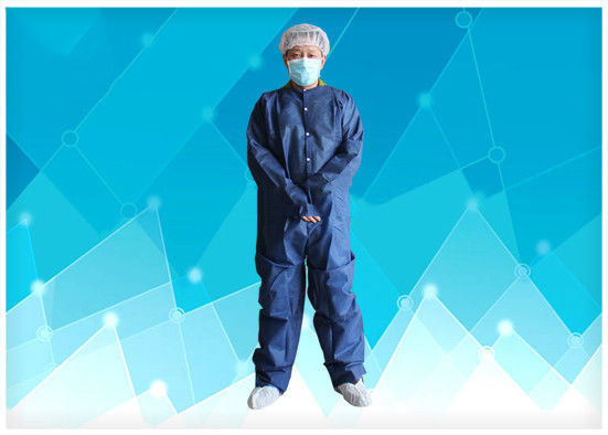 Economical Waterproof Disposable Coveralls , Blue Disposable Coveralls Lightweight