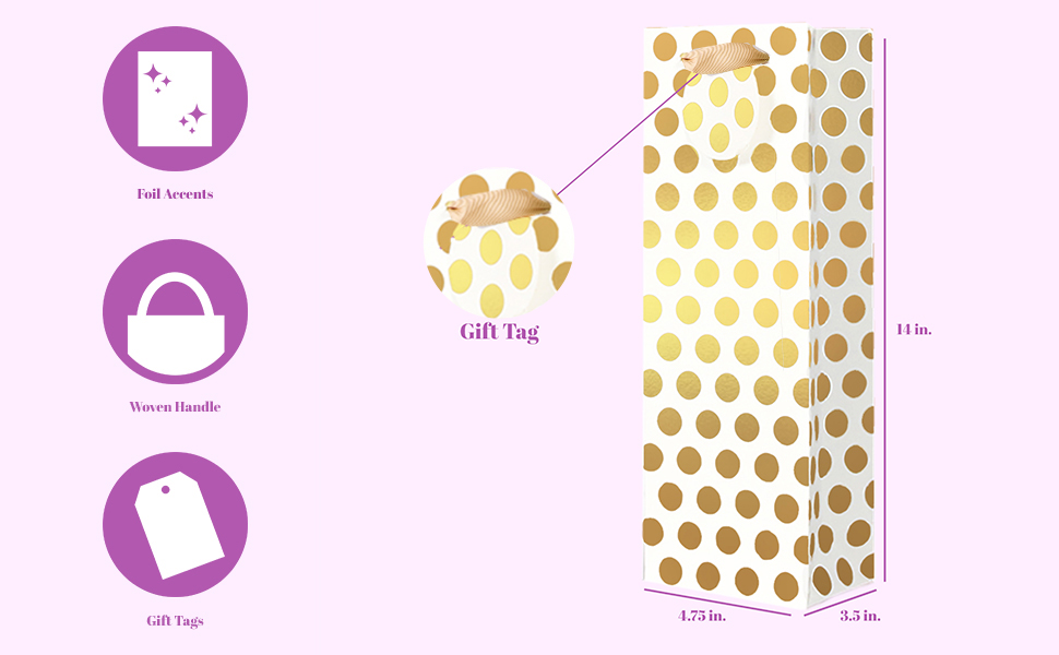 dimensions of UNIQOOO gold silver wine bags
