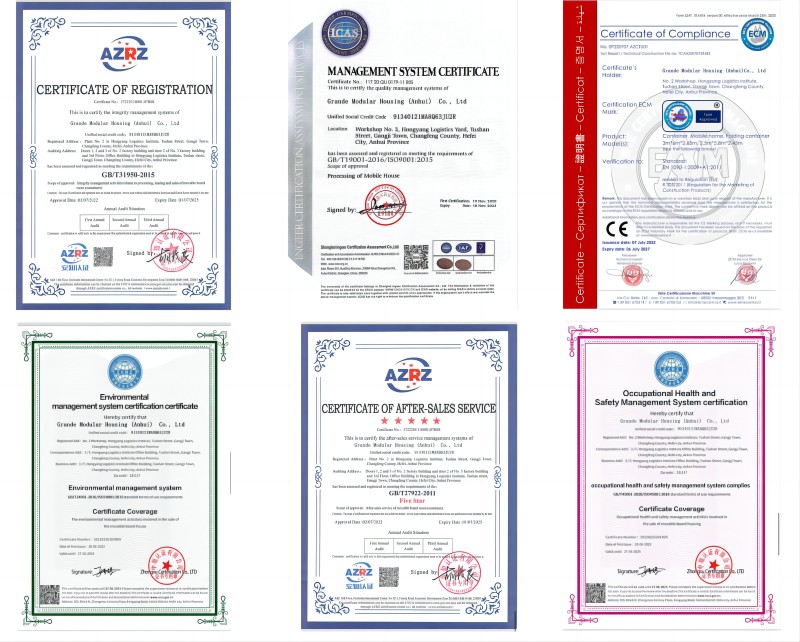 prefab steel home certificate