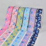 2.5cm In Stock High quality heattransfer floral butterfly printed satin ribbon