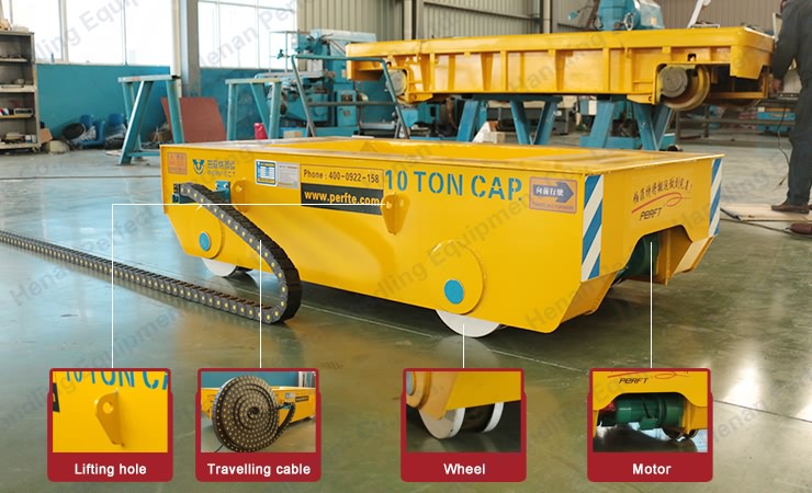 warehouse carts material handling equipment with cable drum power railroad transport trailer