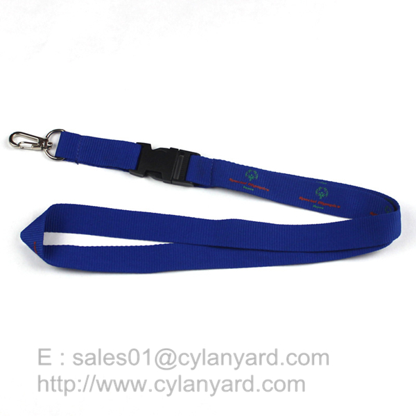 Blue lanyard with D metal clasp hook