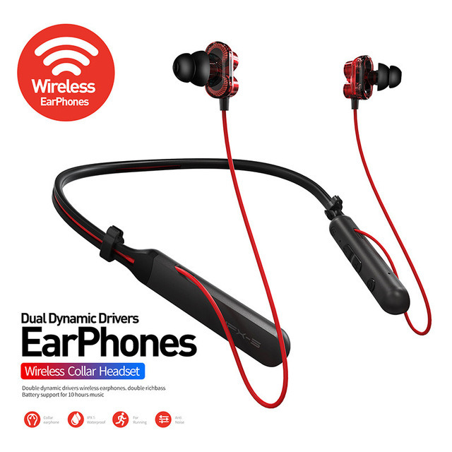 Dual Dynamic Wireless Headphones Bluetooth Earphones Neckband Collar Headset Handsfree Headphone Sport Earbuds for Phone Bx345