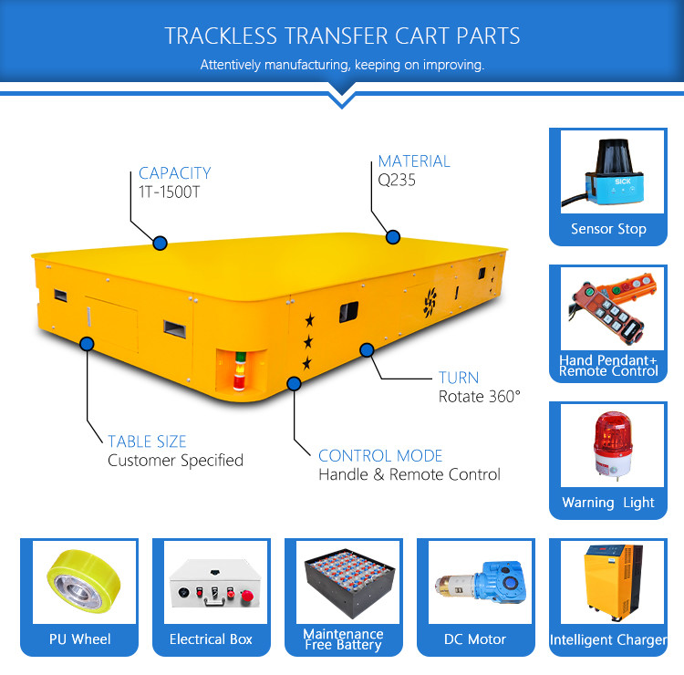 Customized Remote Control 4 Wheel Trackless Transfer Cart