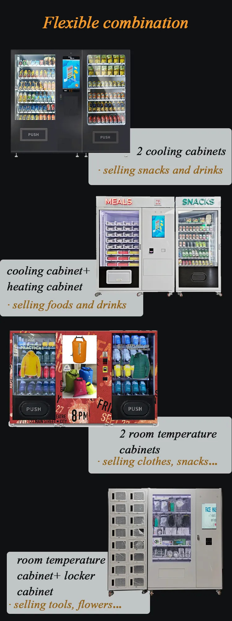 big capacity Combo Vending Machine supports flexible combination