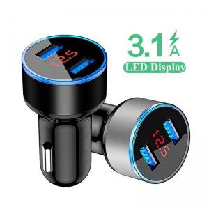 China Car Charger Power Adapter LED Light Dual USB Charger Socket 5V 3.1A ABS Aluminum For iPhone Samsung Huawei iPad Tablet on sale 