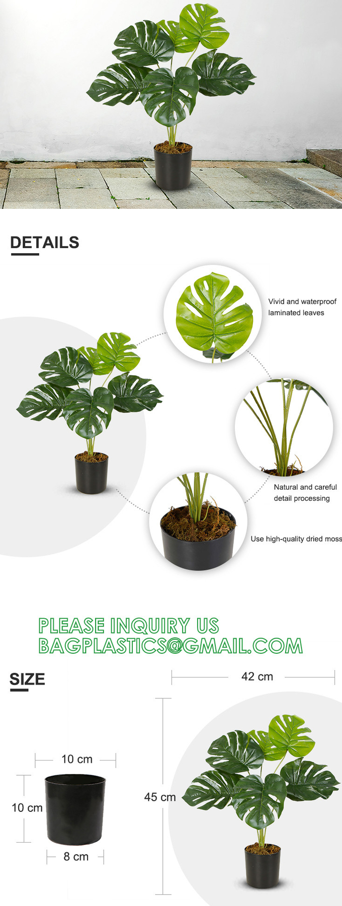 Fake Plants 16" Faux Plants Artificial Potted Plants Indoor for Home Office Farmhouse Kitchen Bathroom Table Shelf 21