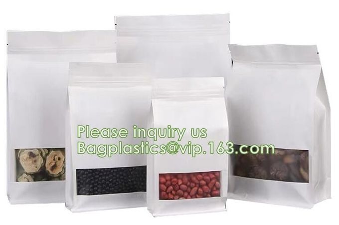 Biodegradale Compostable Packaging Roll Film Slide Zipper Garment Bag Food Packing Bag 3 side seal bag Kraft Paper Bag