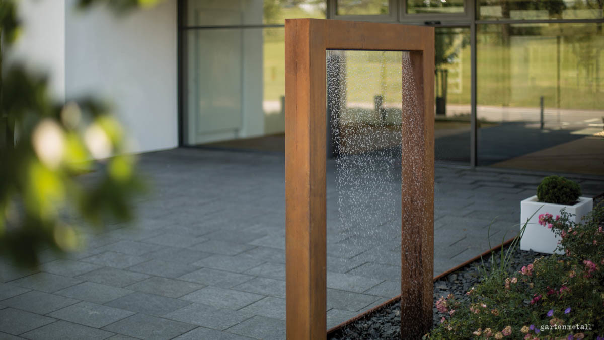 Customized Garden Metal Water Pool With Rain Curtain Corten Steel Garden Water Fountain