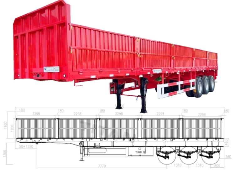 3 Axle Flatbed Semi Trailer with Side Walls for Sale in Congo