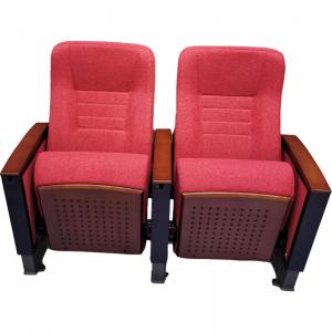 China Fabric Auditorium Seating Chairs With Wooden Writing Table Pad on sale 